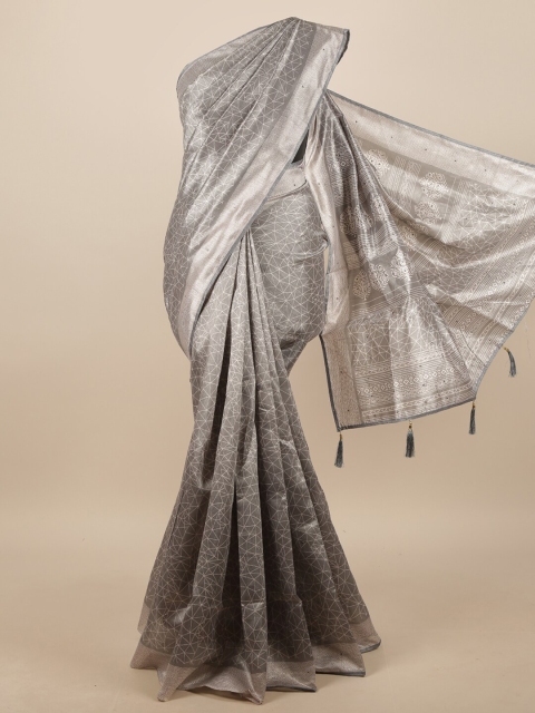 

Pothys Grey & White Geometric Printed Saree