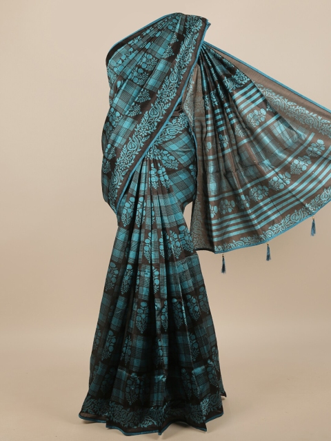 

Pothys Blue & Black Floral Printed Saree