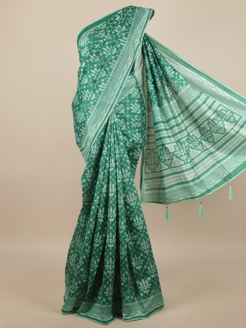 

Pothys Green & Grey Ethnic Motifs Printed Saree