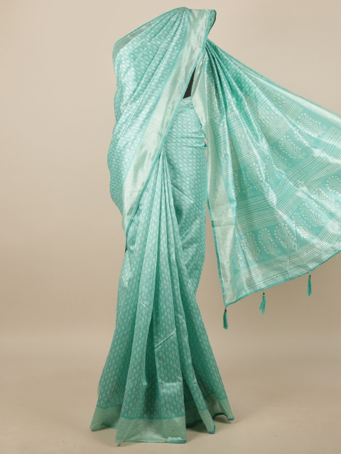 

Pothys Green & Off White Geometric Printed Saree