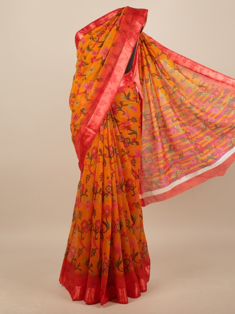 

Pothys Orange & Red Floral Printed Saree