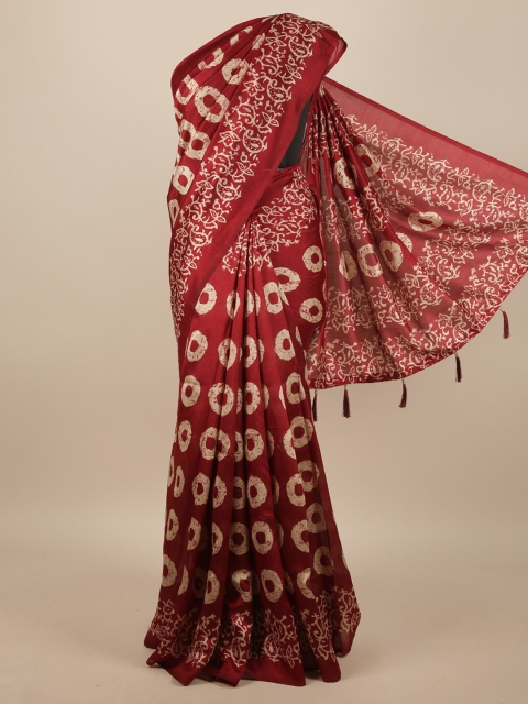 

Pothys Maroon & Beige Geometric Printed Saree