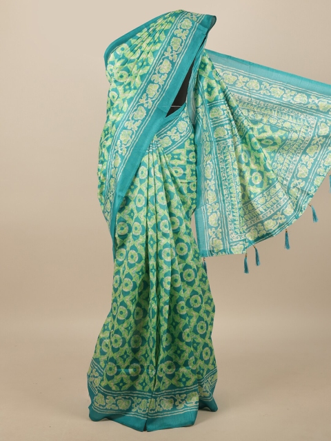 

Pothys Green & Teal Ethnic Motifs Printed Saree
