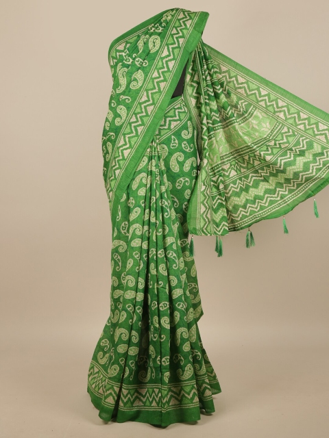 

Pothys Green & Beige Paisley Printed Saree
