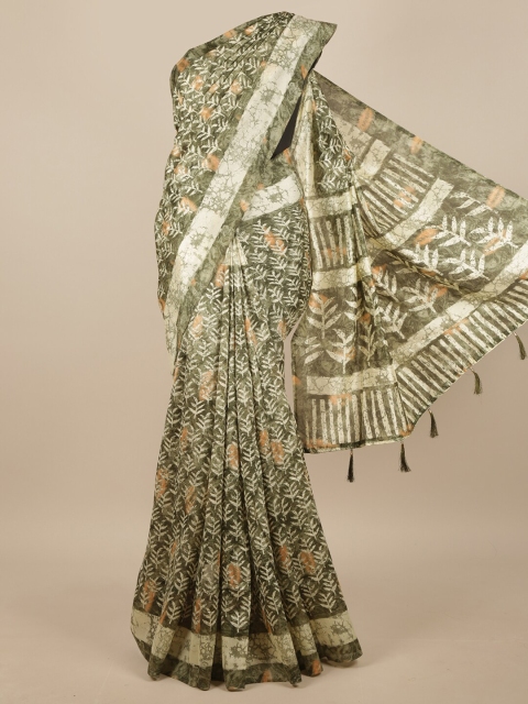 

Pothys Green & Beige Floral Printed Saree