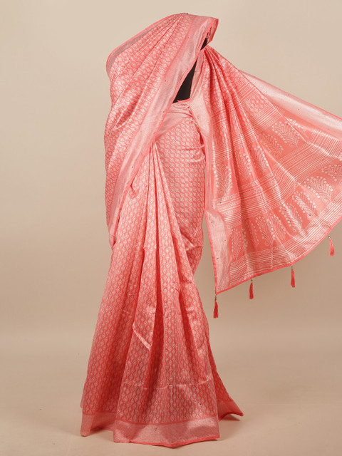 

Pothys Pink & White Geometric Printed Saree
