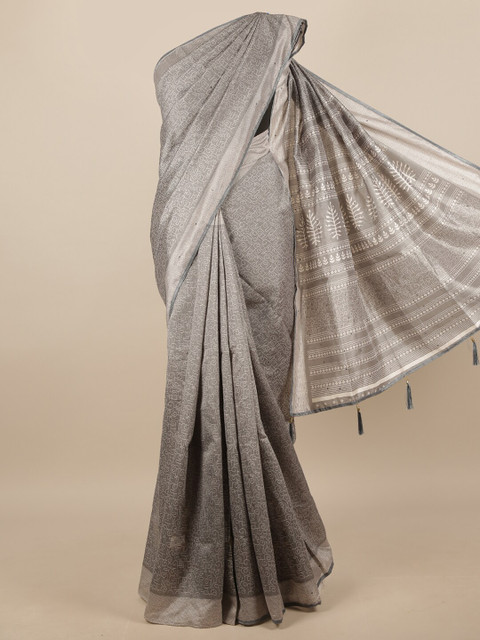 

Pothys Grey & White Abstract Printed Saree