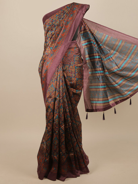 

Pothys Purple & Blue Floral Printed Saree