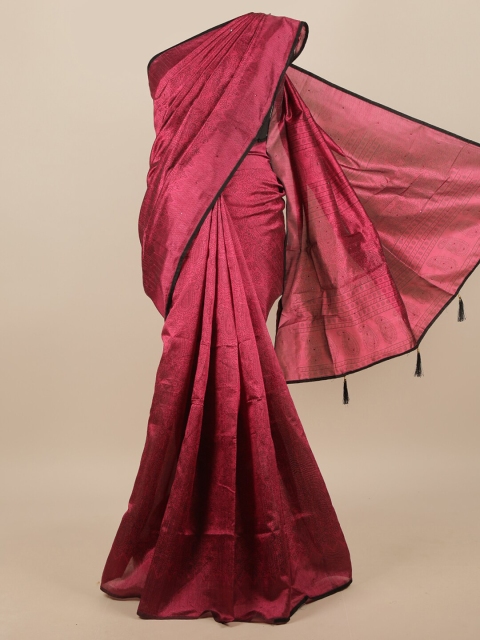 

Pothys Pink & Black Paisley Printed Saree