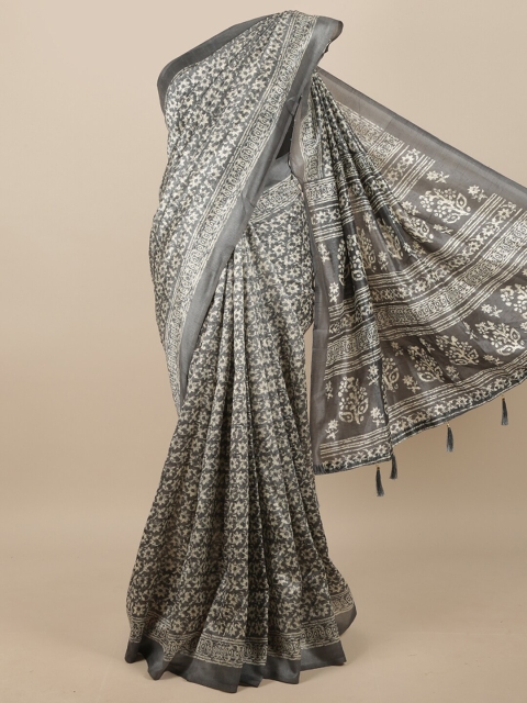 

Pothys Grey & Beige Floral Printed Saree