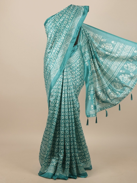 

Pothys Blue & Beige Floral Printed Saree