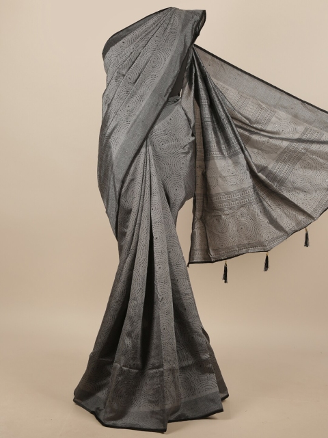 

Pothys Grey & Black Geometric Printed Saree