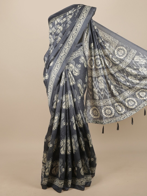 

Pothys Grey & Beige Ethnic Motifs Printed Saree