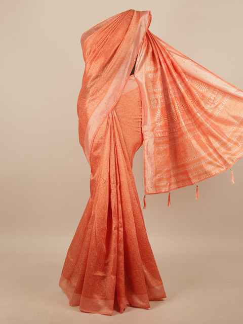 

Pothys Orange & White Abstract Printed Saree