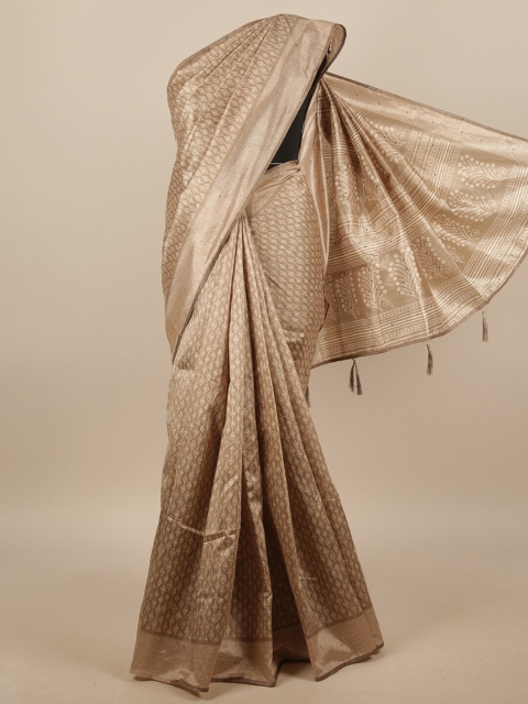 

Pothys Tan & White Geometric Printed Saree