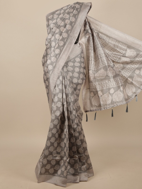 

Pothys Grey & Beige Floral Printed Saree