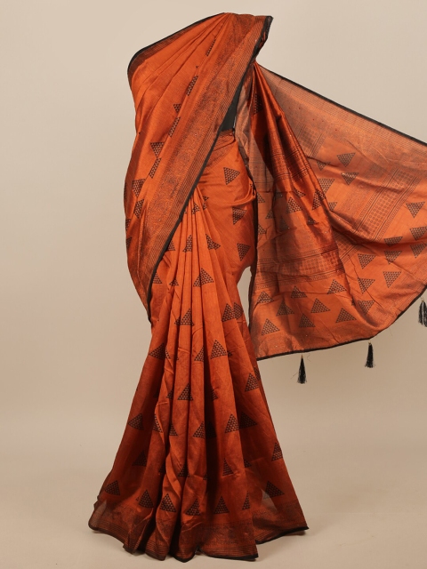 

Pothys Rust & Black Geometric Printed Saree