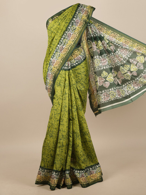 

Pothys Green & White Geometric Printed Saree