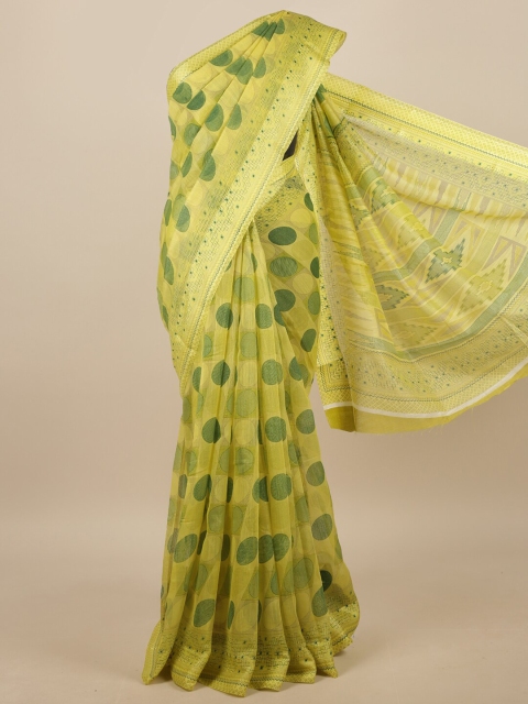 

Pothys Green & Yellow Geometric Printed Saree