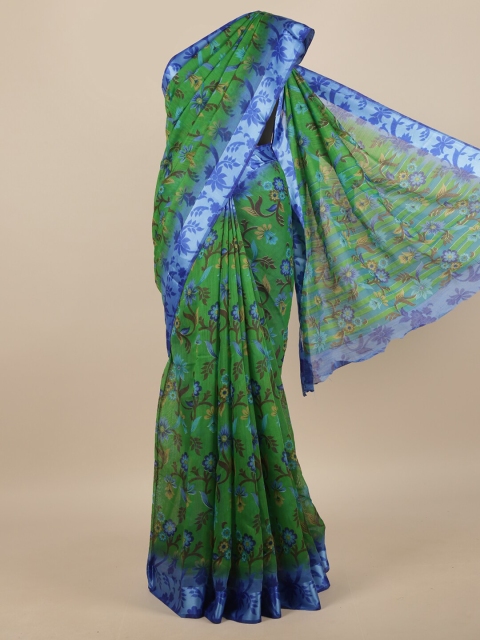 

Pothys Green & Blue Floral Printed Saree