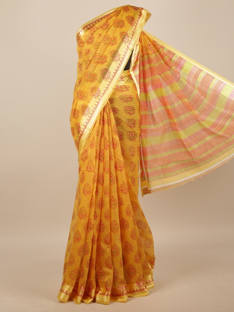 

Pothys Yellow & Red Ethnic Motifs Printed Saree