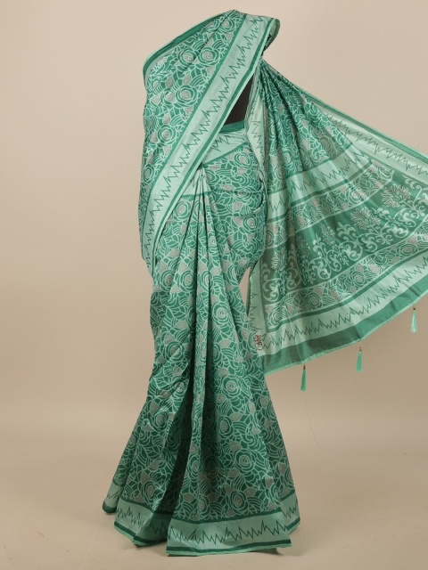 

Pothys Green & Grey Floral Printed Saree