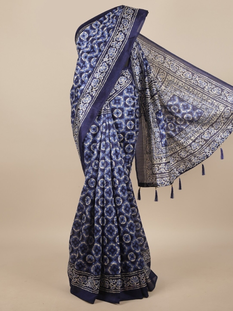 

Pothys Blue & Off White Ethnic Motifs Printed Saree