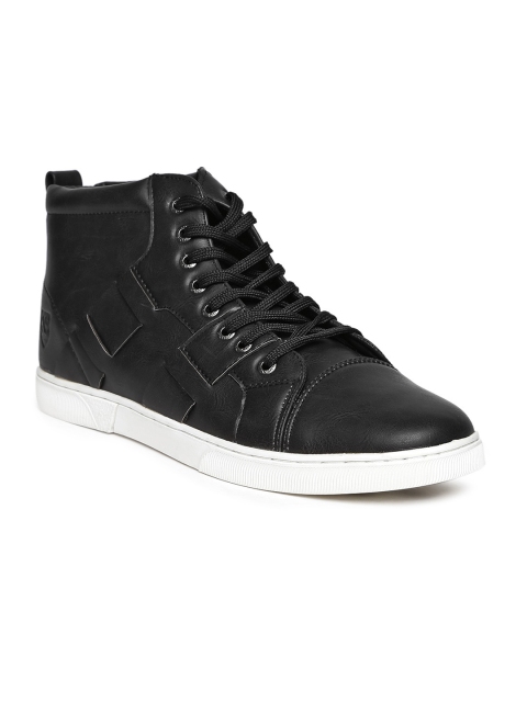 

Numero Uno Men Black Basketweave Mid-Top Sneakers