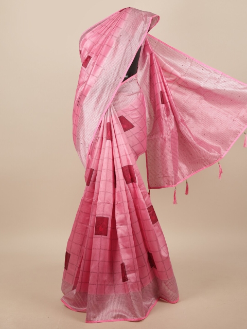 

Pothys Pink & Red Checked Saree