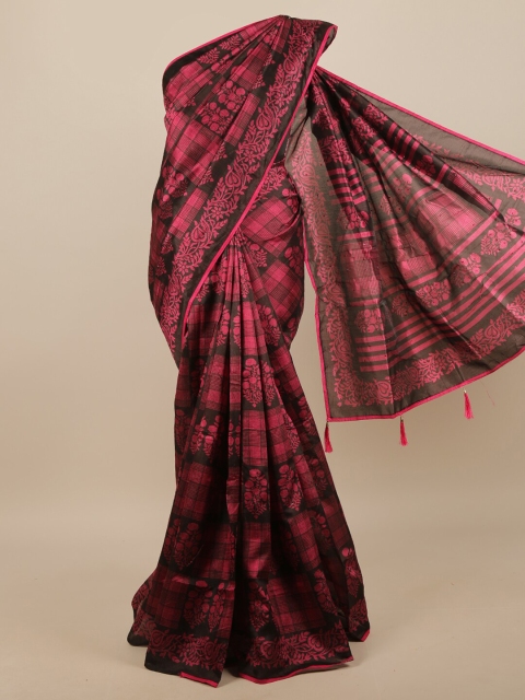

Pothys Burgundy & Black Floral Printed Saree