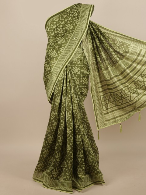 

Pothys Green & Beige Floral Printed Saree