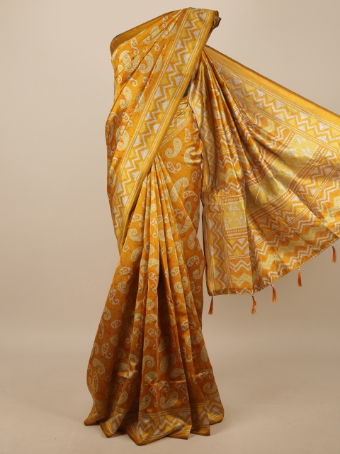 

Pothys Mustard & Off White Paisley Saree