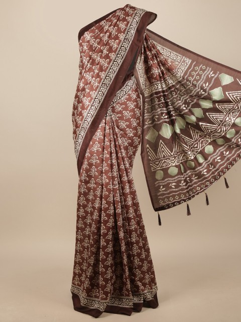 

Pothys Brown & White Floral Saree