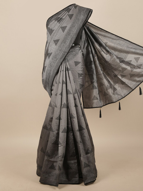 

Pothys Grey & Black Beads and Stones Saree