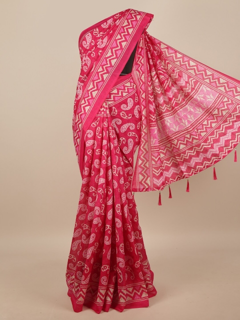 

Pothys Pink & White Paisley Saree