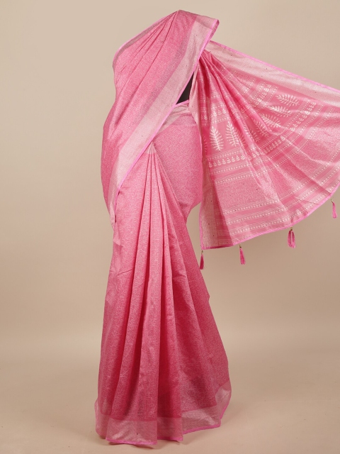 

Pothys Pink & White Geometric Printed Saree