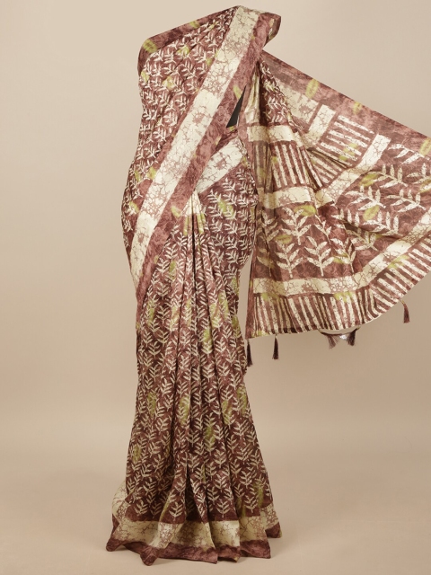 

Pothys Brown & White Batik Saree
