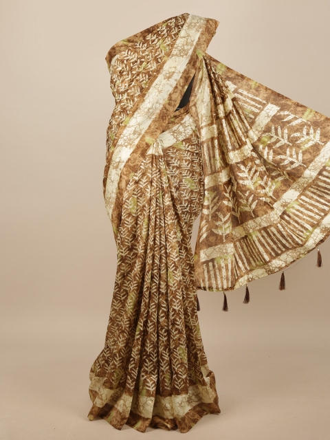 

Pothys Green & White Batik Saree