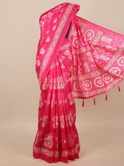 

Pothys Pink & White Batik Saree
