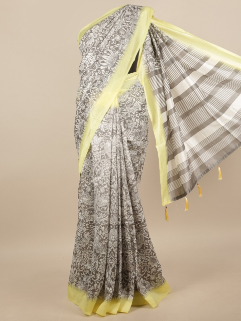 

Pothys Grey & Yellow Floral Saree