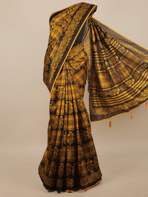 

Pothys Mustard & Black Ethnic Motifs Saree