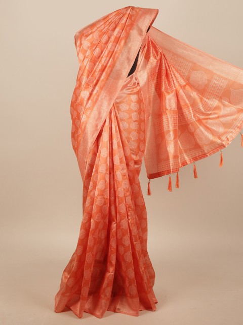 

Pothys Orange & Silver Floral Saree