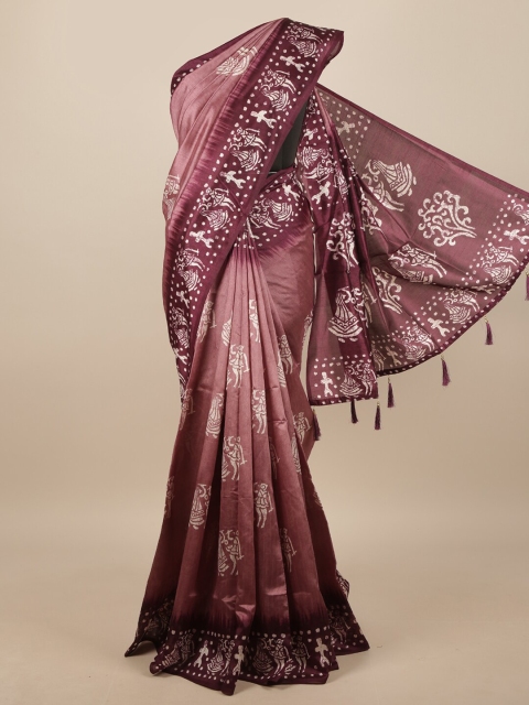 

Pothys Purple & White Batik Saree