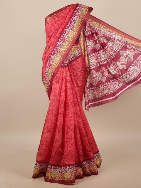 

Pothys Pink & White Batik Saree