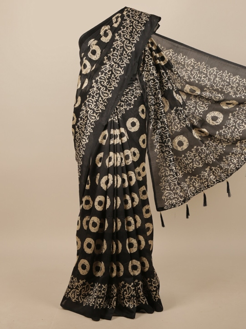 

Pothys Black & Beige Batik Saree