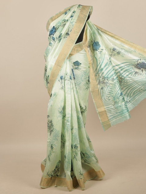 

Pothys Green & Blue Floral Zari Saree