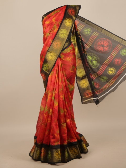 

Pothys Red & Yellow Geometric Printed Saree