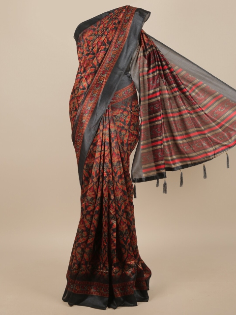 

Pothys Black & Red Floral Saree