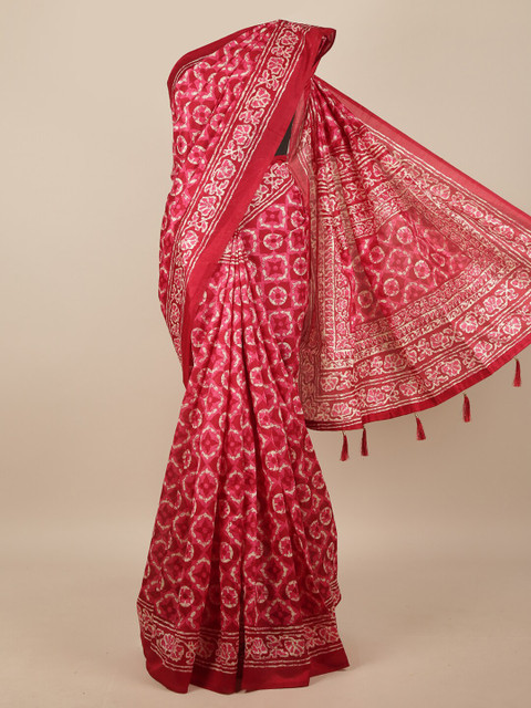 

Pothys Pink & White Batik Saree