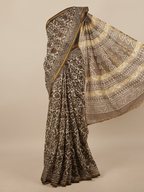 

Pothys Grey & Beige Batik Zari Saree